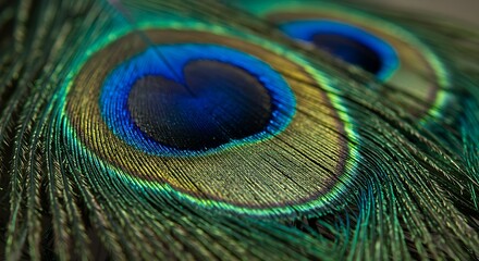 Obraz premium Exotic Peacock Eye Feathers Pattern,Vibrant Peacock Feather Background Texture, Close-Up of Iridescent Peacock Feathers, 