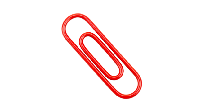 Red paperclip isolated on white background 1.