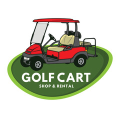 Fototapeta premium Golf cart vector illustration logo design, perfect for golf equipment store log