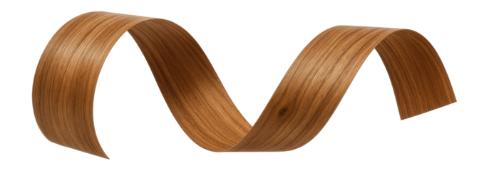 Wooden veneer strip with thin, flexible form and natural grain