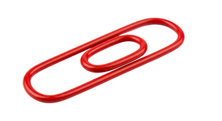 Red metal paperclip office supply stationery.