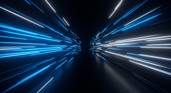 Abstract neon light trails on a dark background, creating a futuristic effect