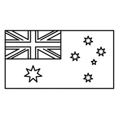 Simplified vector illustration of the Australian flag with Union Jack, Commonwealth Star, and Southern Cross in bold black outline style