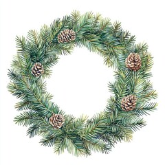Christmas wreath pine illustration nature-inspired hand-drawn.