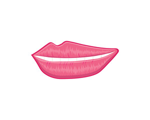 cartoon illustration vector design of human lips that are red in color, looking like the lips of a woman or girl