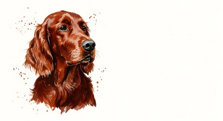 Elegant watercolor painting of a beautiful Irish Setter with soulful eyes makes a stunning addition to any art collection or design project