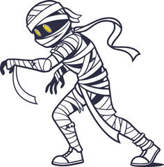 Fototapeta premium Mummy Vector File, Scary monster ,walking mummy Design