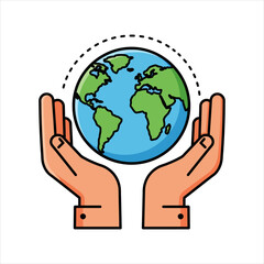 Earth Held Gently by Hands Symbolizing Environmental Protection and Care.