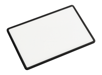 Rectangular white label with black border