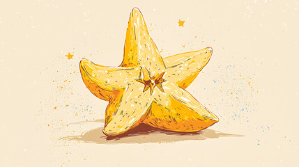 Fototapeta premium Vibrant Illustration of a Starfruit A Delicious and Exotic Tropical Fruit against a Soft, Textured Background