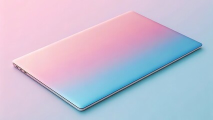 a sleek modern laptop with gradient colors on display