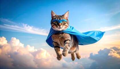 Super cat soaring through clouds