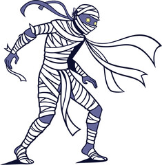 Mummy Vector File,  Scary monster  ,walking mummy Design