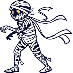 Mummy Vector File,  Scary monster  ,walking mummy Design