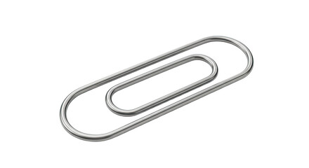 Silver metal paperclip isolated on white background.
