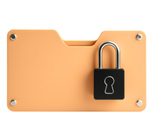 Padlock on Secure Data File Folder,  Cyber Security Concept