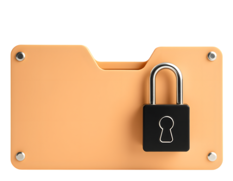 Padlock on Secure Data File Folder,  Cyber Security Concept