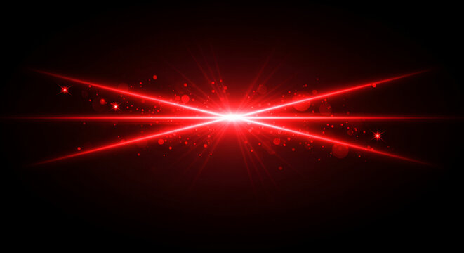 Abstract red light explosion with lens flare on a dark black background - Powered by Adobe