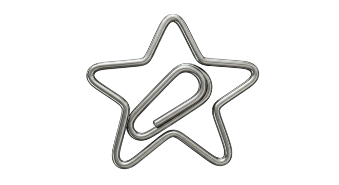 Silver star shaped paperclip stationery 1.