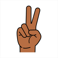 Simple Cartoon Hand Showing the Peace Sign Gesture.