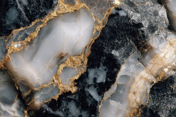 Fototapeta premium Abstract marble texture with dark gray, white, and gold veining