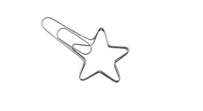 Silver Star Shaped Paperclip Stationery.