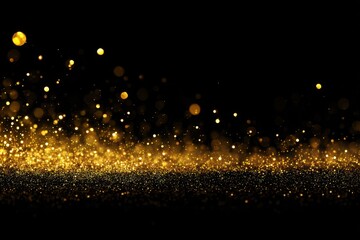 Golden Glitter Sparkle Background: Luxurious Black and Gold Bokeh Lights