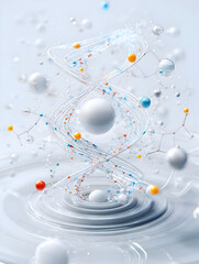 Abstract DNA Spiral with Colorful Molecular Interactions.