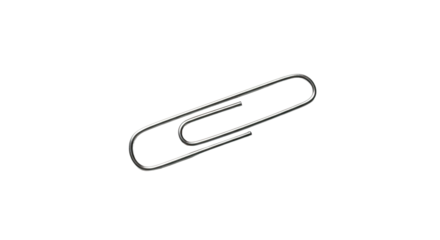 Simple drawing of a metallic paperclip.