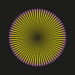 Abstract sunburst element. Radial line pattern. Colorful optical illusion. Vector burst background. EPS 10.