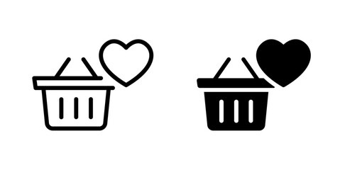 Shopping basket and heart icon
