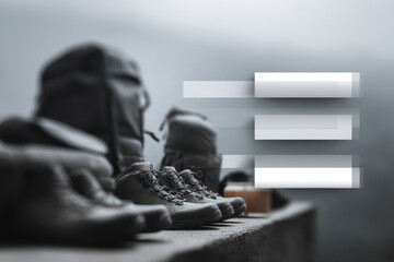 minimalist travel checklist featuring essential hiking gear on clean background