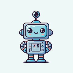 Naklejka premium Charming vector illustration of a cute robot with playful and modern look. Ideal for apps, websites, and creative digital projects