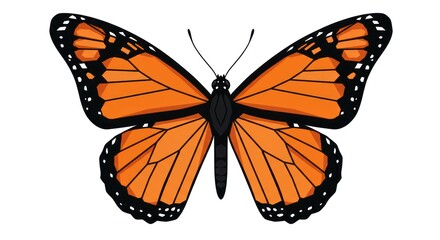Obraz premium Illustration of a beautiful monarch butterfly with orange and black wings