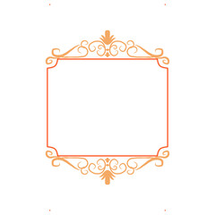 Elegant golden ornamental square frame with vintage swirls and floral accents. Perfect for invitations, certificates, greeting cards, labels, or decorative layouts, adding a classy and timeless touch.