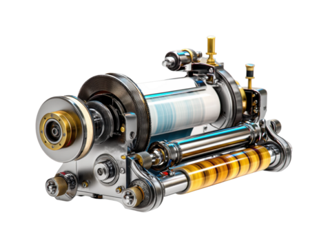 Printing mechanism showcase industrial site high-resolution mechanical environment view isolated on transparent background, png