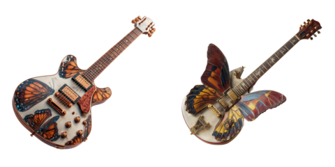 Set of butterfly Guitar isolated on a transparent background