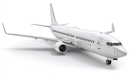 Obraz premium White passenger jet, angled view