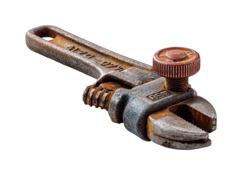 Repairing metal pipes with adjustable wrench workshop tool diy concepts isolated on transparent background, png