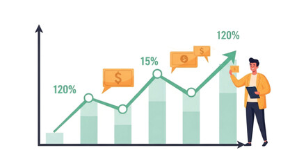 Business Growth Chart with Businessman.