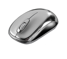 Wireless mouse office desk setup product modern environment top view isolated on transparent background, png