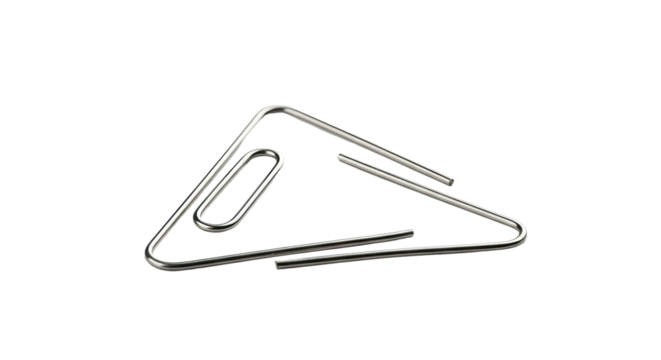 Triangle shaped paperclip with extra pieces.