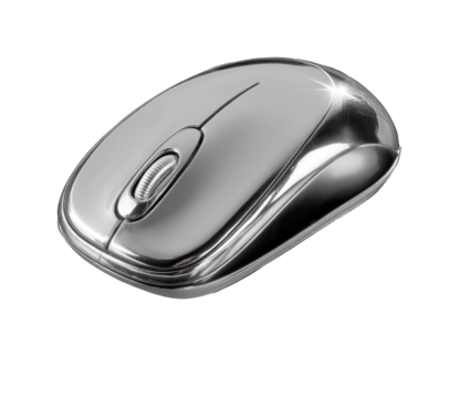 Wireless mouse office desk setup product modern environment top view isolated on transparent background, png