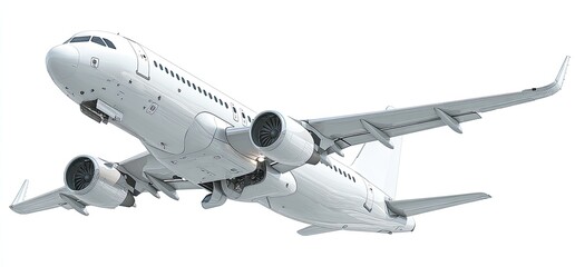 Obraz premium White passenger jet in flight against a white background (2)