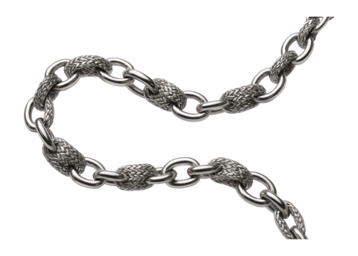Chain with alternating weave and plain links
