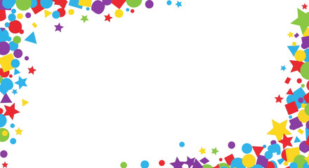 Obraz premium Bright Fun Geometric Shapes Corner Border Background