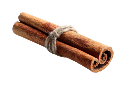 Cinnamon sticks bundle kitchen table food natural lighting view spice benefits isolated on transparent background, png