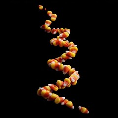 Vibrant Candy Corn Spiral on Black Background for Halloween