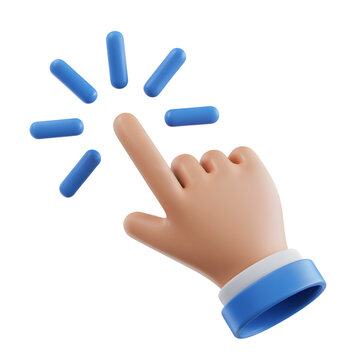 hand click 3d illustration on white background isolated on white background