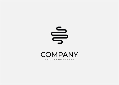 Vector Illustration Abstract Snake Line Icon &ndash; Minimalist Black Curve Animal Symbol in Modern Geometric Style for Logo, Technology, and Creative Vector Design.